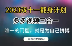 2023双十一翻身计划,多多视频带货三合一玩法教程