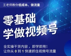 王老师教你低成本、做流量,零基础学做视频号,0-1快速抓住视频号流量