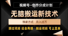 视频号无脑搬运新技术,破原创壕流量,独家方式,爆过视频,还会再爆