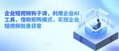企业短视频钩子课,利用企业AI工具,借助矩阵模式,实现企业短视频批量获客