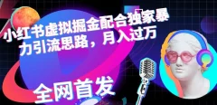 小红书虚拟掘金配合独家首发暴力引流思路,月入过万