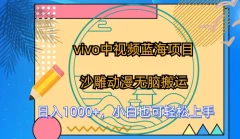 vivo中视频蓝海项目,沙雕动漫无脑搬运,小白也可轻松上手