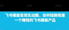 飞书模版变现实战圈,如何短期搭建一个赚钱的飞书模板产品