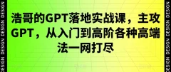 浩哥的GPT落地实战课,主攻GPT,从入门到高阶各种高端法一网打尽