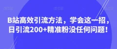B站高效引流方法,学会这一招,日引流200+精准粉没任何问题【揭秘】