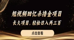 短视频回忆杀撸金项目,长久项目,轻松日入两三张【揭秘】