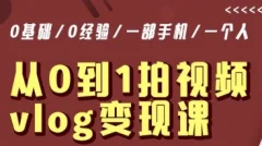 从0到1拍视频vlog变现课,5分钟每天,每月多赚1W