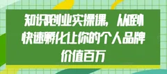 知识IP创业实操课,从0到1快速孵化让你的个人品牌价值百万