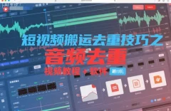 短视频搬运去重技巧之音频去重,视频教程+软件