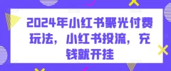 2024年小红书聚光付费玩法,小红书投流,充钱就开挂