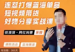 网红叫兽·连怼打爆蓝海单品,短视频带货好物分享实战课
