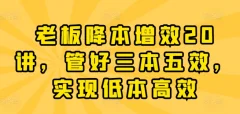 老板降本增效20讲,管好三本五效,实现低本高效