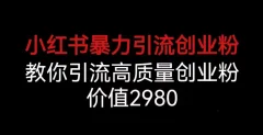 小红书暴力引流创业粉,教你引流高质量创业粉,价值2980