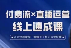 视频号付费流实操课程,付费流X直播运营速成课,让你快速掌握视频号核心运营技能