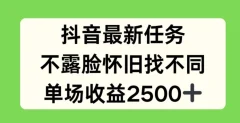 抖音最新任务,不露脸怀旧找不同,单场收益2.5k