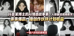 抖音某博主的AI情感故事第一人称解说视频教学,条条爆款,撸创作伙伴计划收益