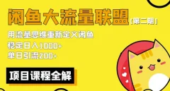 价值1980最新闲鱼大流量联盟骚玩法,单日引流200 ,稳定日入1000 【第二期】