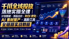 千川全域投放落地实操全课|计划搭建・测品出价・ROI优化・AI素材量产・高阶工具全链路实战教程