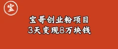 宝哥IP图文创业粉引流项目实战分享:单个账号3天涨粉1万,变现8万块钱(图文教程)【揭秘】
