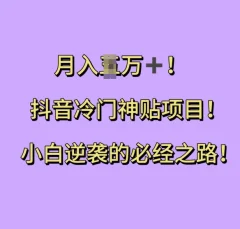 抖音冷门神贴项目,小白逆袭的必经之路