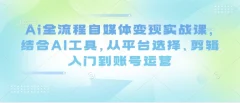 Ai全流程自媒体变现实战课,结合AI工具,从平台选择、剪辑入门到账号运营