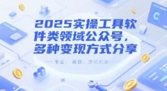 2025实操工具软件类领域公众号,多种变现方式分享