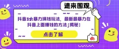 抖音3大暴力搞钱玩法,最新最暴力在抖音上面赚钱的方法【揭秘】