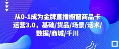 从0-1成为金牌直播橱窗商品卡运营3.0,基础/货品/场景/话术/数据/商城/千川