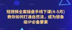 短视频全案操盘手线下课(4-5月)教你如何打通自然流,成为想象级IP必备要素