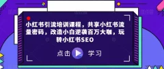 小红书引流培训课程,共享小红书流量密码,改造小白逆袭百万大咖,玩转小红书SEO