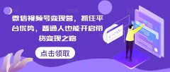 微信视频号变现营,抓住平台优势,普通人也能开启带货变现之路