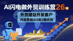 AI闪电做外贸训练营26期,外贸建站开发客户内容营销从0到3做外贸