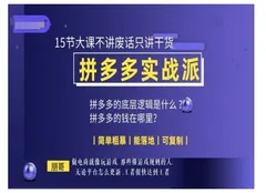 朋哥电商(拼多多实战派),15节大课不讲废话只讲干货,简单粗暴 能落地 可复制