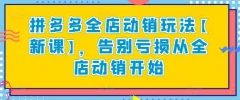 拼多多全店动销玩法【新课】,告别亏损从全店动销开始