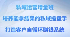 私域运营增量班,培养能拿结果的私域操盘手,打造客户自循环赚钱系统
