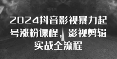 2024抖音影视暴力起号涨粉课程,影视剪辑搬运实战全流程