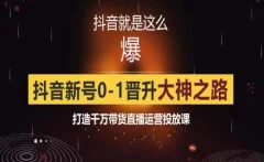 0粉自然流实战起号课,抖音新号0~1晋升大神之路,打造千万带货直播运营投放课
