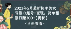 2023年5月最新快手美女号暴力起号+变现,简单粗暴日赚300+【揭秘】