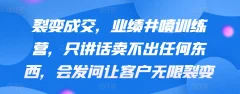 裂变成交,业绩井喷训练营,只讲话卖不出任何东西,会发问让客户无限裂变