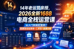 14年老运营亲授,2026全新1688电商全栈运营课390.9 GB,从入门到高阶落地,配套自动运营表+工具包+直播诊断等