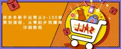 拼多多新手运营从0-100单策划课程,从零起步到爆单详细教程