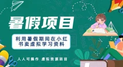 利用暑假期间在小红书卖虚拟学习资料,人人可操作的虚拟资源项目【揭秘】