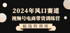 2024年风口赛道视频号电商带货训练营搞钱特训班,带领大家快速入局自媒体电商带货