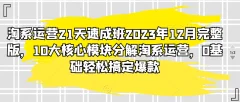 淘系运营21天速成班2023年12月完整版,10大核心模块分解淘系运营,0基础轻松搞定爆款